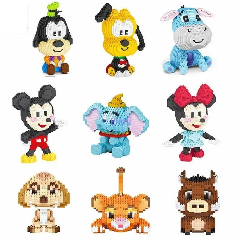 Mini Blocks Cartoon Auction Figure Donkey Juguete Micro Blocks Building Toy Stitch Educational Toys Anime Children Gift New YEAR