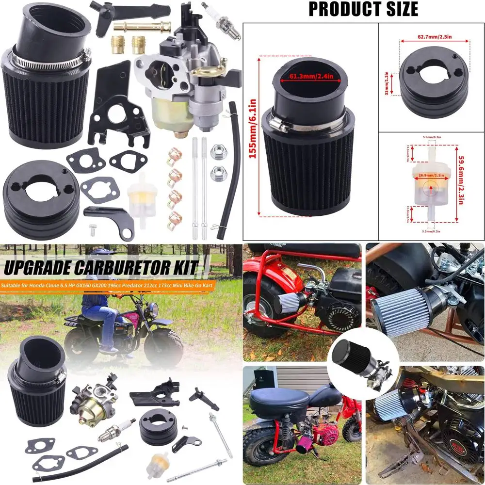 

Высокопроизводительный модернизированный адаптер воздушного фильтра карбюратора, комплект впускных свечей зажигания, подходит для Predator 212cc 6,5 л.с. Honda Gx160 Gx200 19