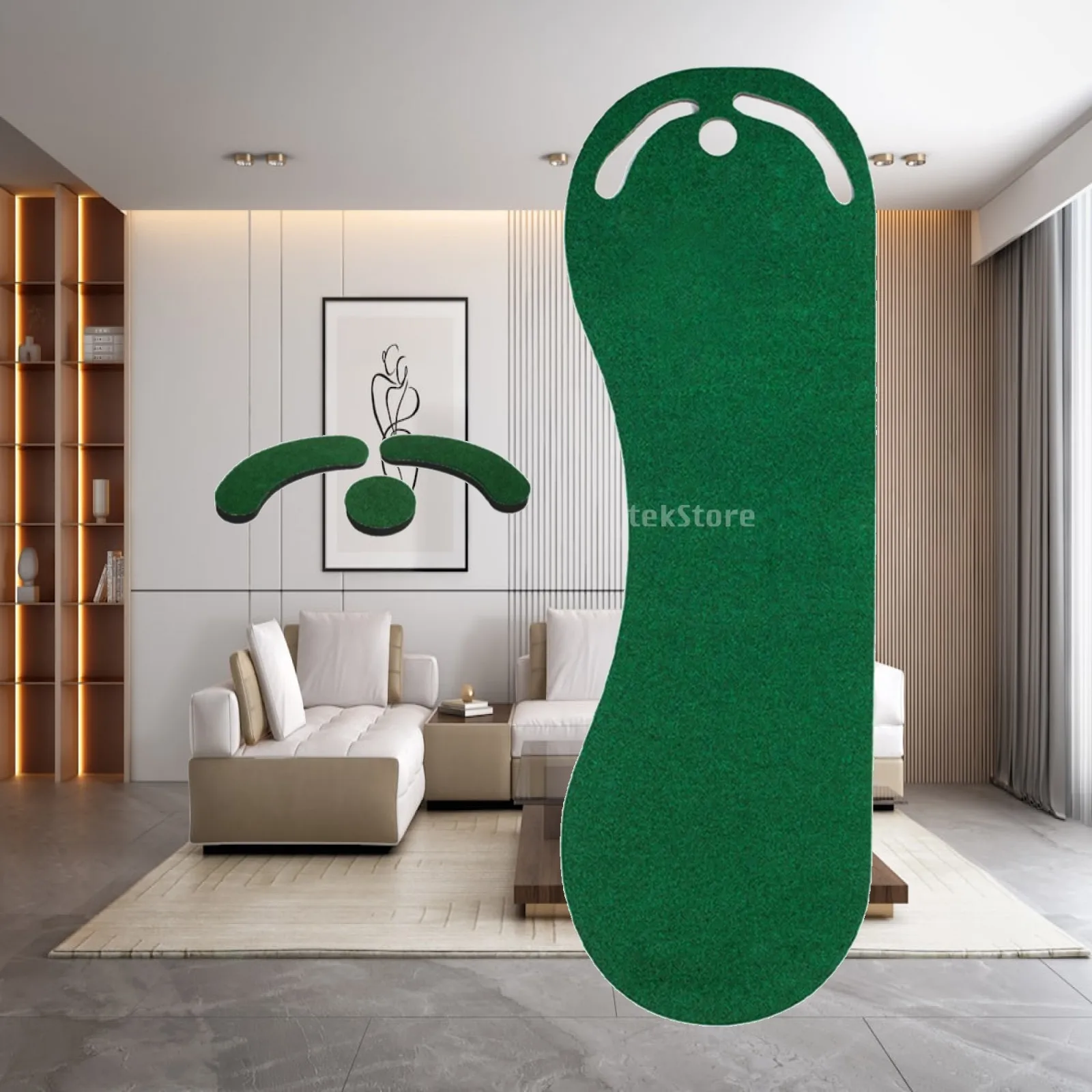 Tapis de putting de golf en forme de pied, design portable, surface de putting pour entraînement en intérieur