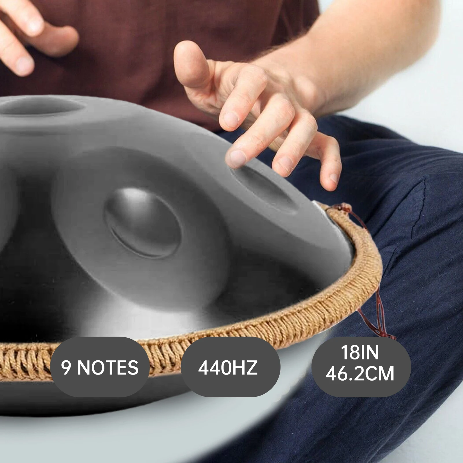 طبلة يدوية G Minor 9 Notes 18 بوصة طبلة التأمل الآلات الموسيقية، مجموعة مقلاة محمولة للأطفال والأولاد والبنات والكبار