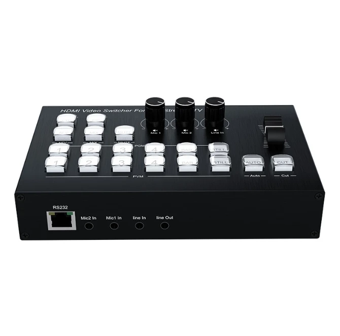 

2025 1080P 60Hz for Video Switcher Metal 4 in 2 Out Live Streaming with RS232