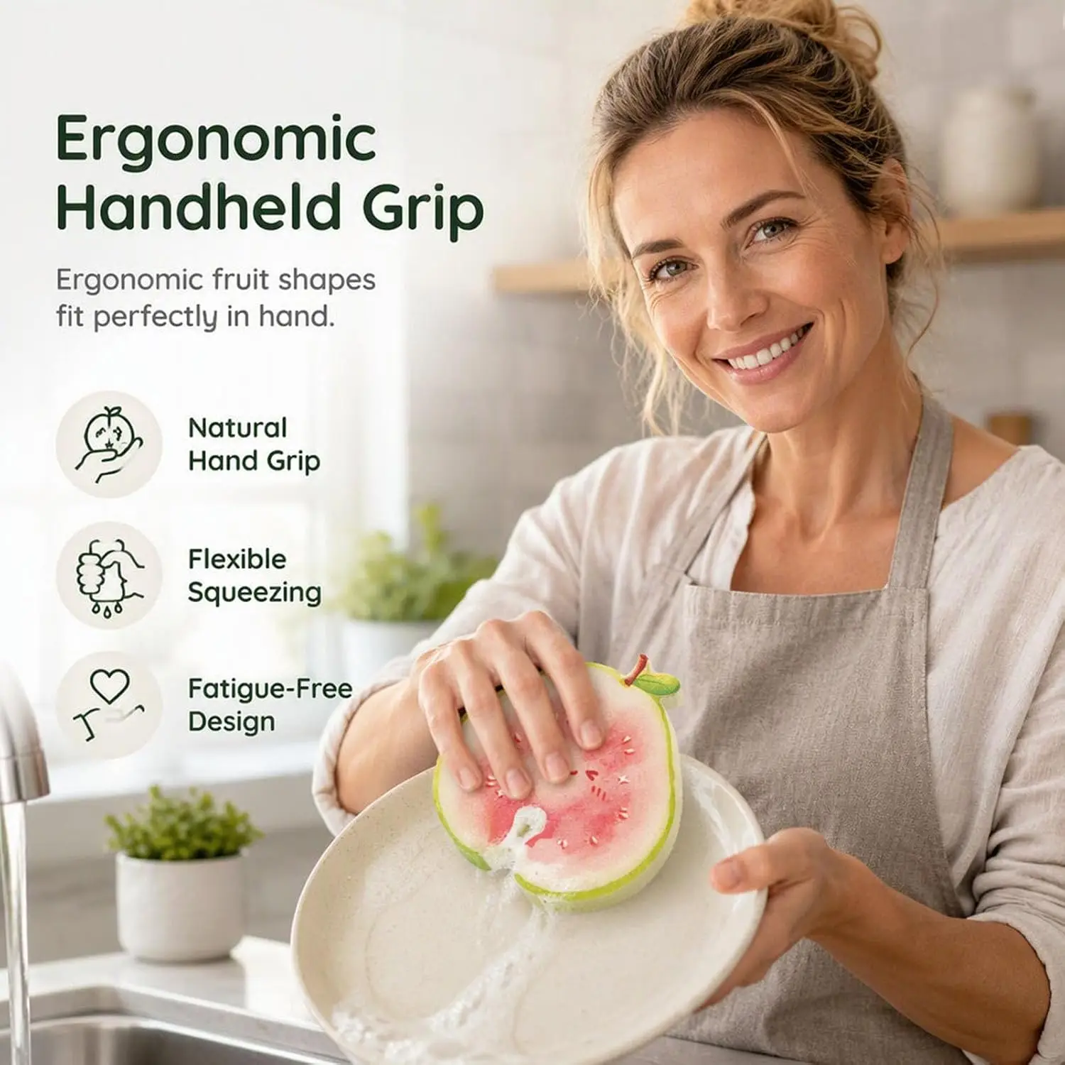 Wood Pulp Cleaning Sponge Non-Stick Oil Dish Scrubber Fruit Shaped Sponge Wood Pulp Non-Stick Oil Sponge For Pot Cleaning Gas