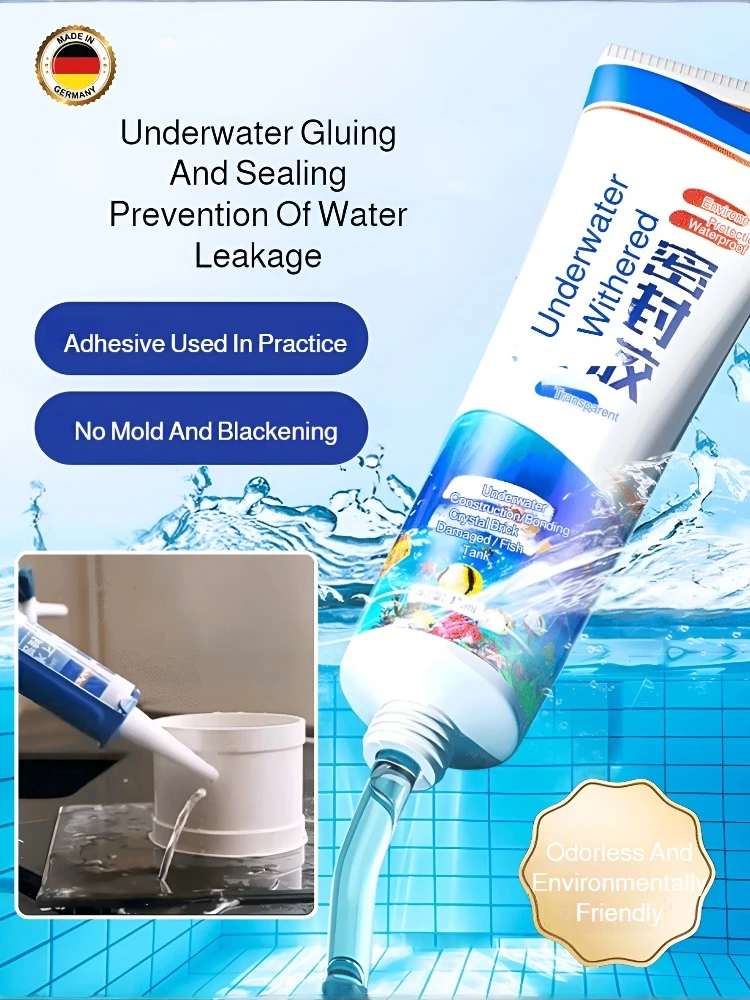Waterproof Sealant Underwater Quick Drying Glue Sealant Crackproof Leak-proof All Purpose Repair Adhesive for Leak Repair Fish