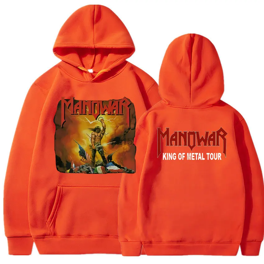 Seltene Manowar Könige aus Metall vtg Hoodie Baumwolle Herrenmode Streetwear Hoody Tops