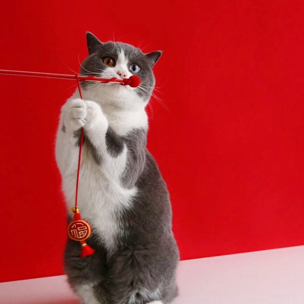 

1Set Cat New Year Collar Decorative Kit Chinese Style Adjustable Neck Ornament Pet Festival Photography Costume Prop