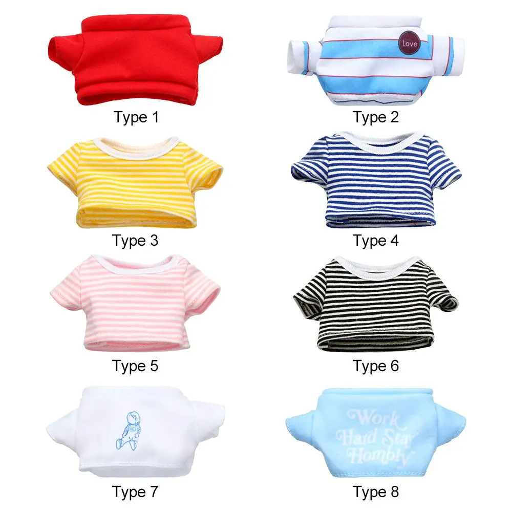 Giocattolo che cambia Dressing Game Playing House 20CM Doll t-shirt Idol Doll Clothes Stripes manica corta in cotone imbottito