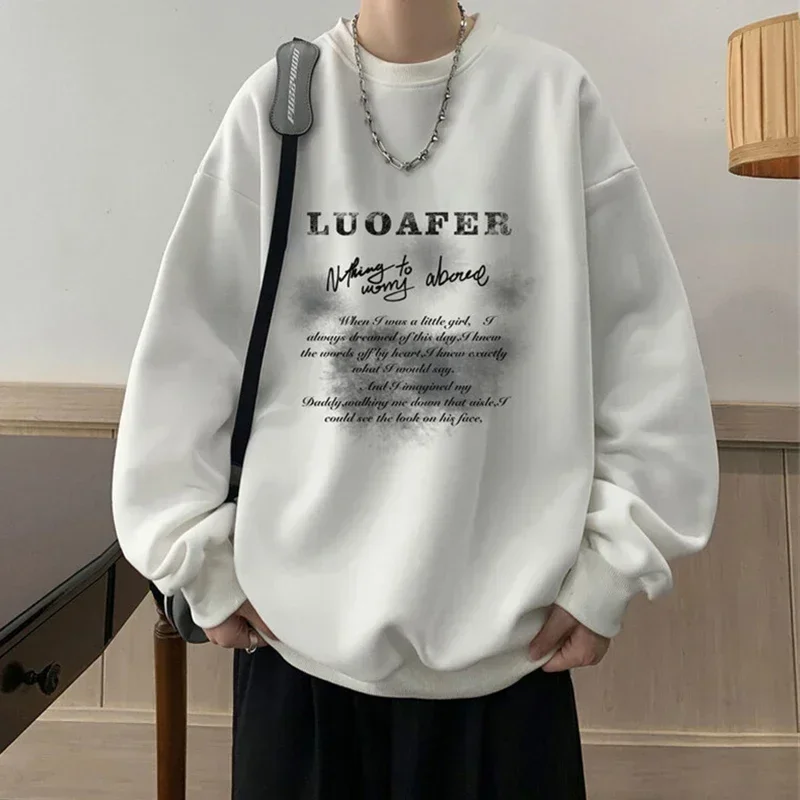 New Vintage Letter Printed Pullover Hoodies For Men Goth Sweatshirts Streetwear Oversize Hoody Hip Hop Fleece Y2K Clothes