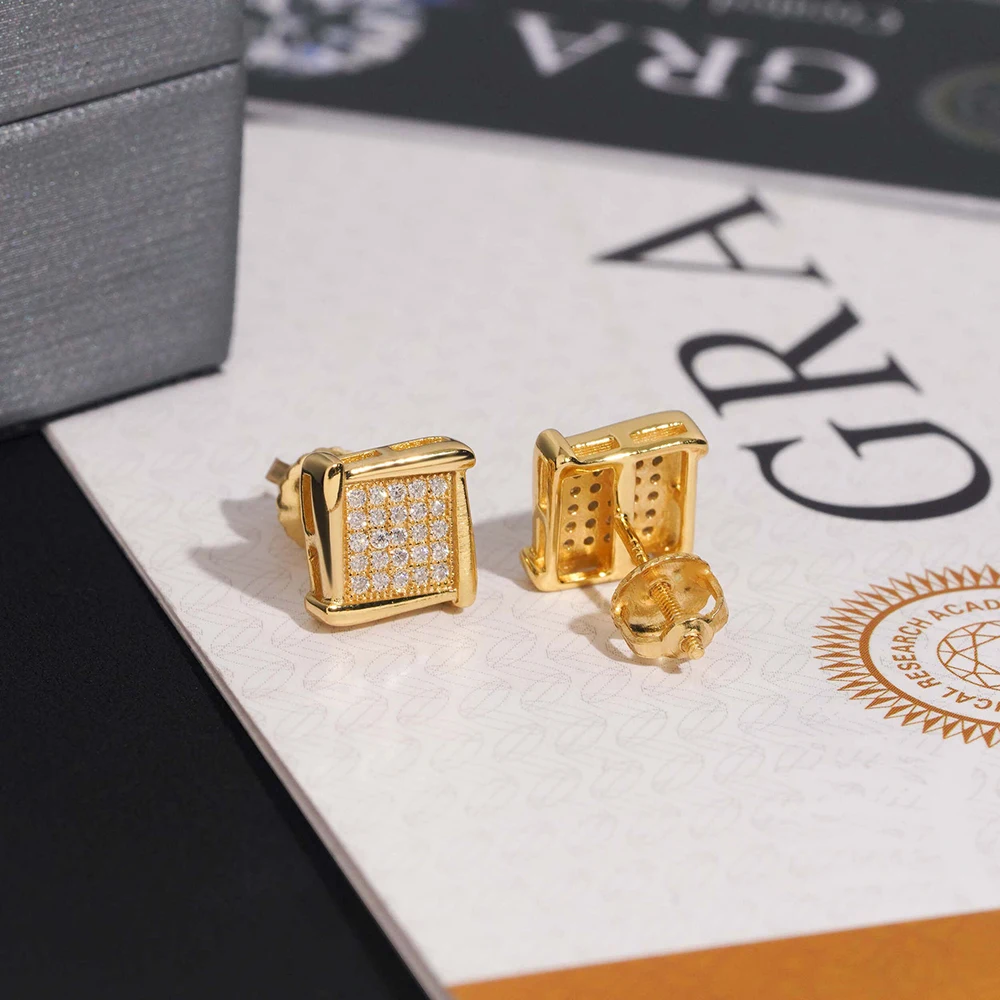 ICEBLING Hip Hop Jewelry Moissanite Earrings S925 Silver Pass Diamonds Tester Ear Studs With GRA Certificate