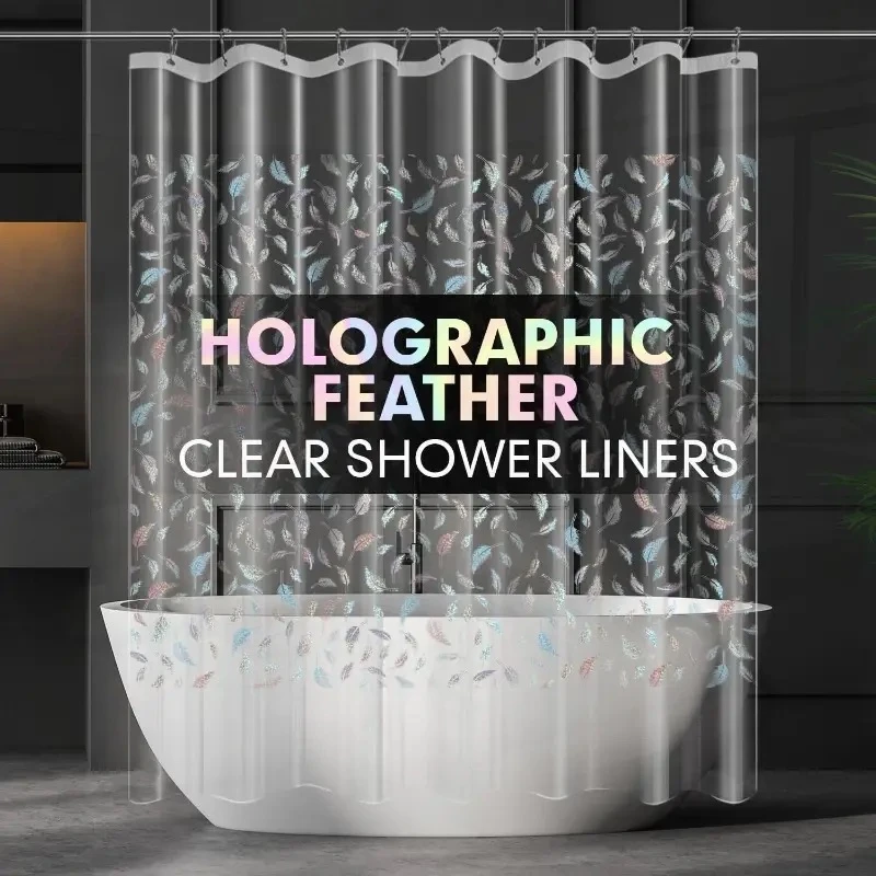 1 Stück holografischer Duschvorhang mit Haken, PEVA-Kunststoff, Laser, luxuriöser Badvorhang, mehrfarbig, Badewannendekoration