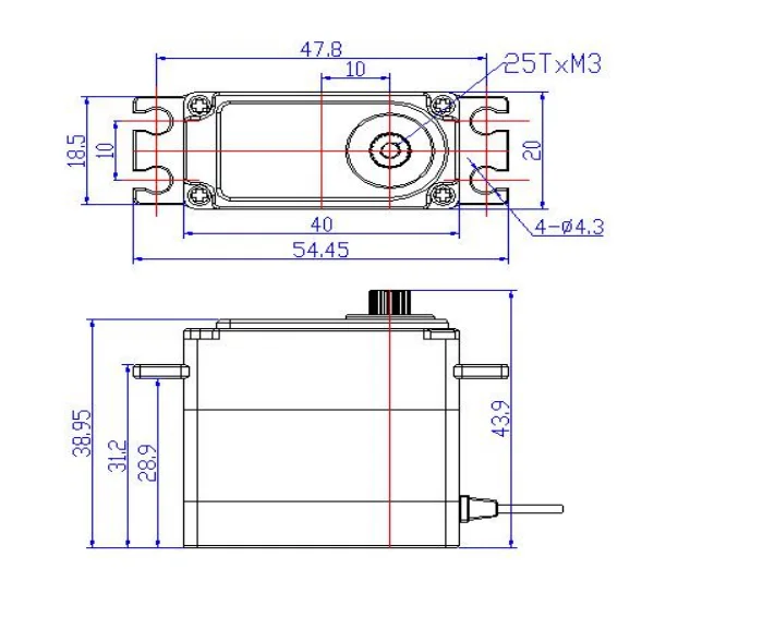 Feetech Custom Design Aluminum Case 30kg Digital Slim Wing UAV Airplane with Coreless Robot Servo Made of Durable Metal