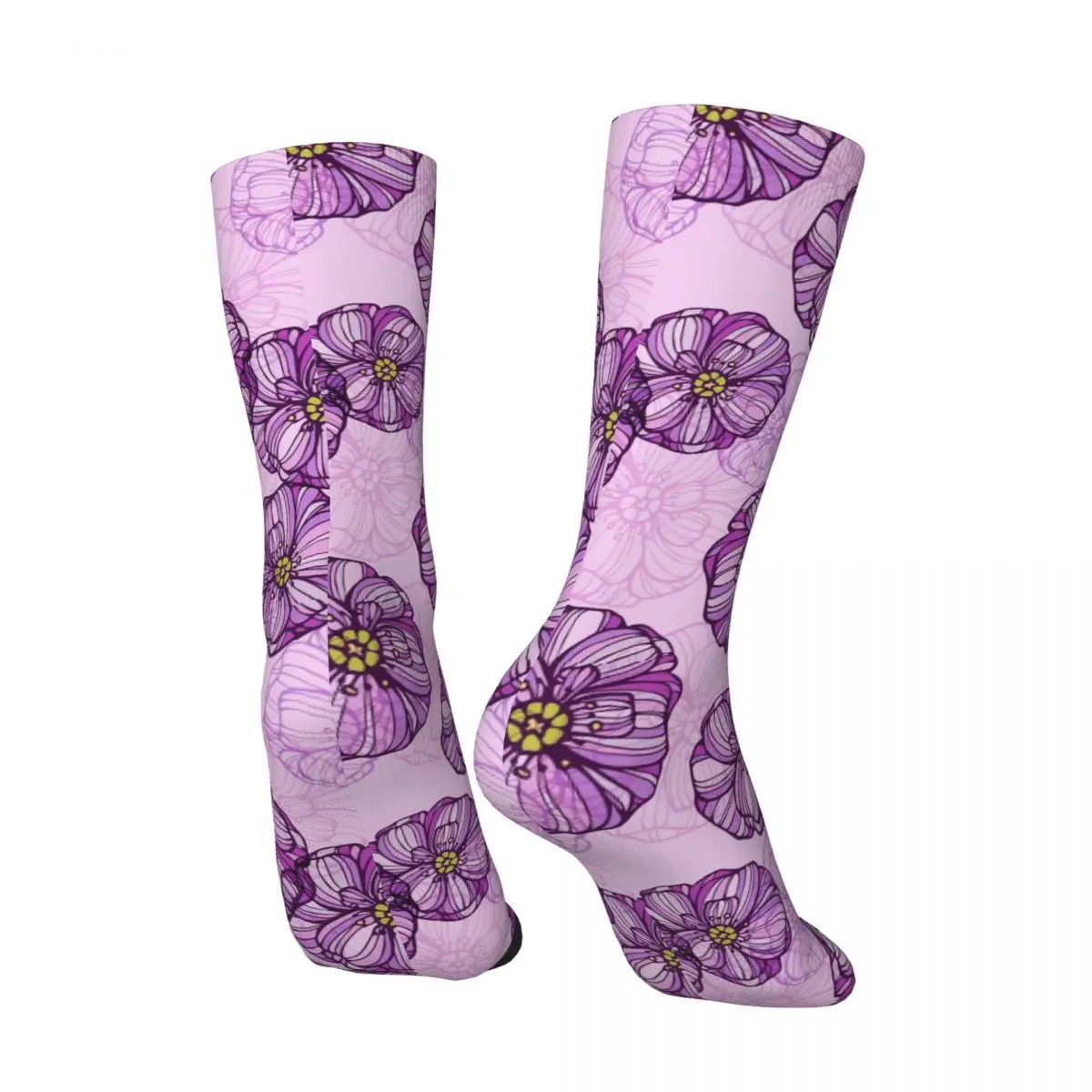 Floral Pattern With Poppies Flowers Vector Men's Socks Vintage Harajuku Street Style Novelty Seamless Crew Sock