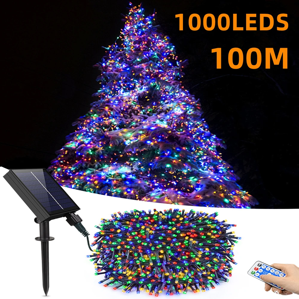 10M-100M Solar Outdoor Lights Waterproof Fairy Light String Waterproof Christmas Lights Garland Party New Year Wedding Decoratio