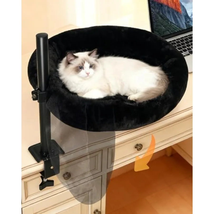 

Настольная лежанка-гамак для кошек 20,5x18,5 дюймов, складная, с креплением на стол, для крупных кошек до 22,7 кг, экономия места, с подстилкой