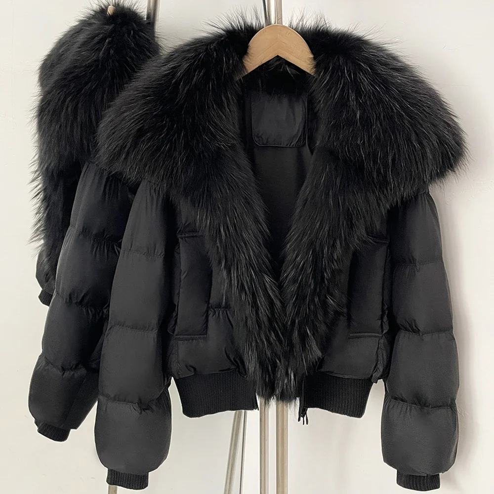 OFTBUY New Winter 90 Duck Down Jacket Women Real Fox Fur Short Warm Puffer Coat Female Fashion Casual Natural Fur Outerwear Lady