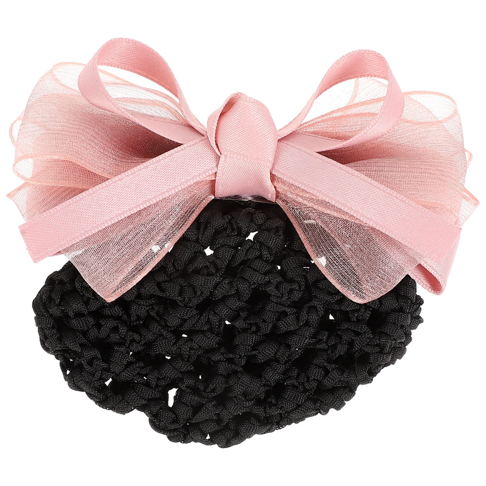 Bow Hair Snood Elastic Mesh Bun Cover Professional Work Hair Net Clip for Women Office Kitchen Uniform