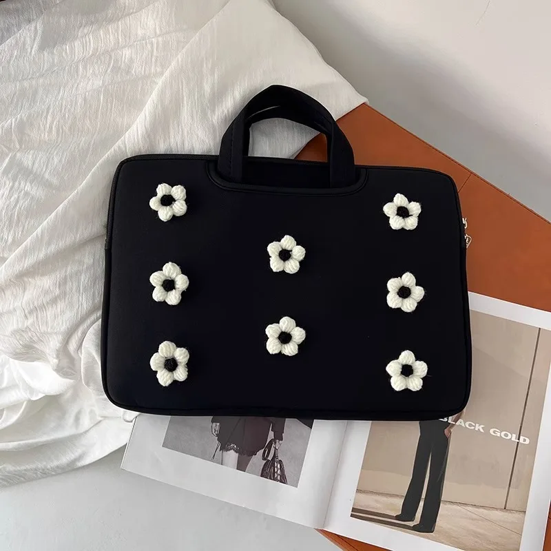 Cute Flower Tablet Bag For Ipad Air6 Pro11 10.9 10.5 12.9 13 Macbook Dell Huawei 13.3 13.6 14 15 15.6 16 Inch Laptop Handbag