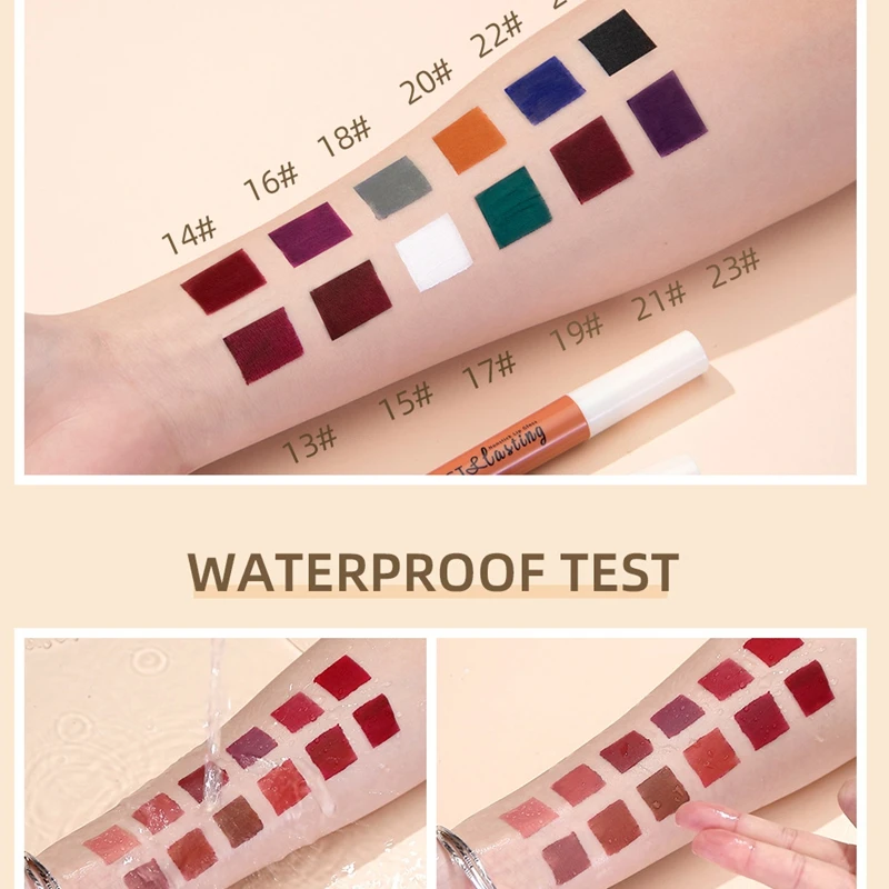 24 สี Matte ลิปสติกผู้หญิง Lip Makeup Velvet Lipgloss Long Lasting Lip Tint Waterproof Non-stick Cup Lip Gloss เครื่องสําอาง