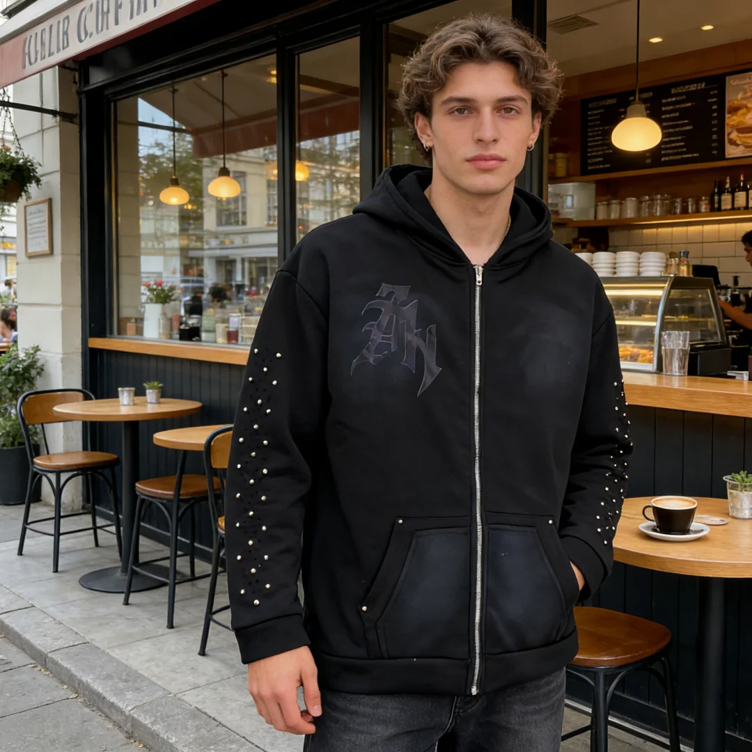 

Dark themed design, trendy loose fit, niche hoodie, printed hip-hop style, unisex hoodie