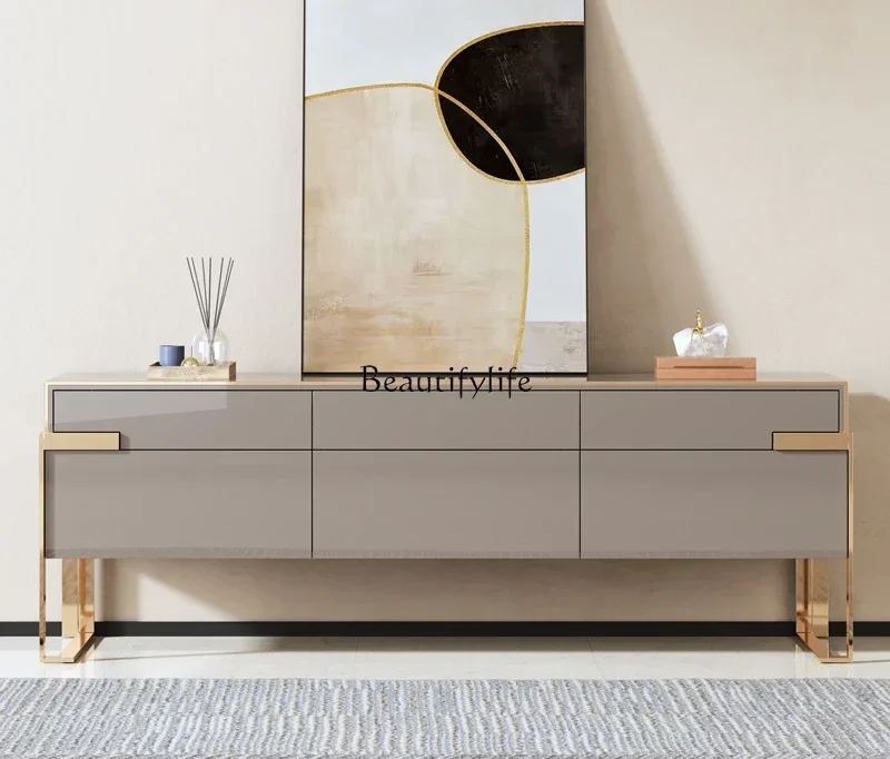 

lItalian light luxury TV cabinet Hong Kong light luxury bedroom metal video cabinet