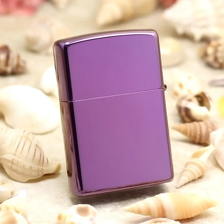 Genuine Zippo Purple ice beauty skeleton oil lighter copper windproof Kerosene lighters Gift anti-counterfeiting code