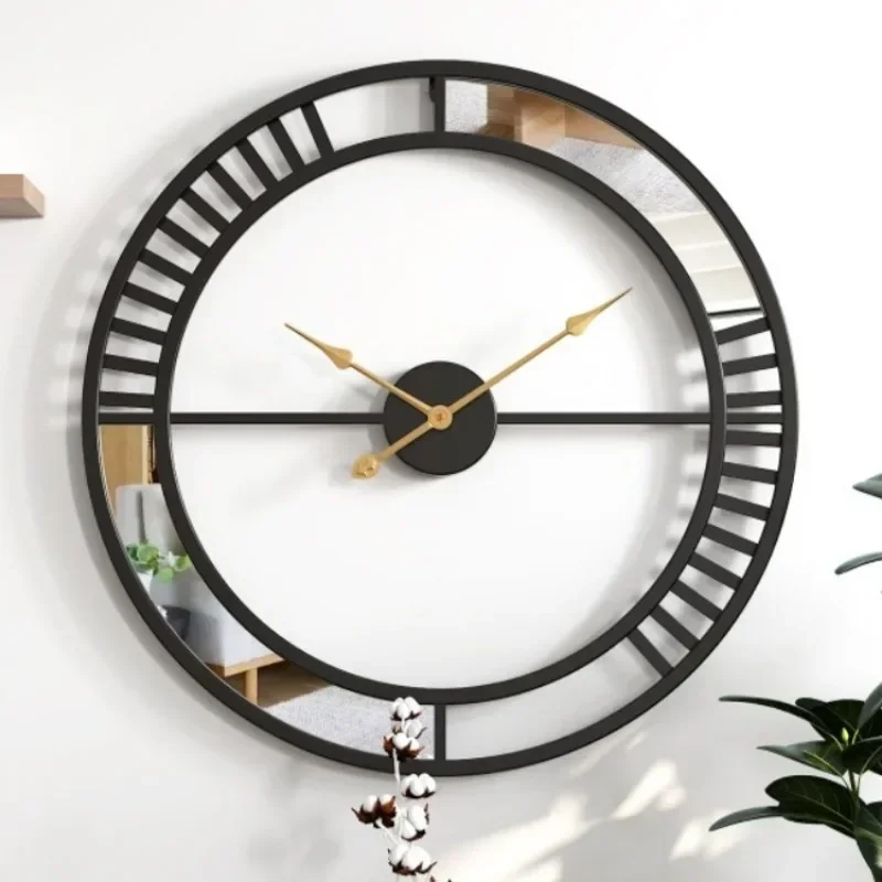 

Iron Round Wall Clock Simple Living Room Wall Clock Nordic Creative Modern Luxury Art Interior Home Decorations Holiday Gifts