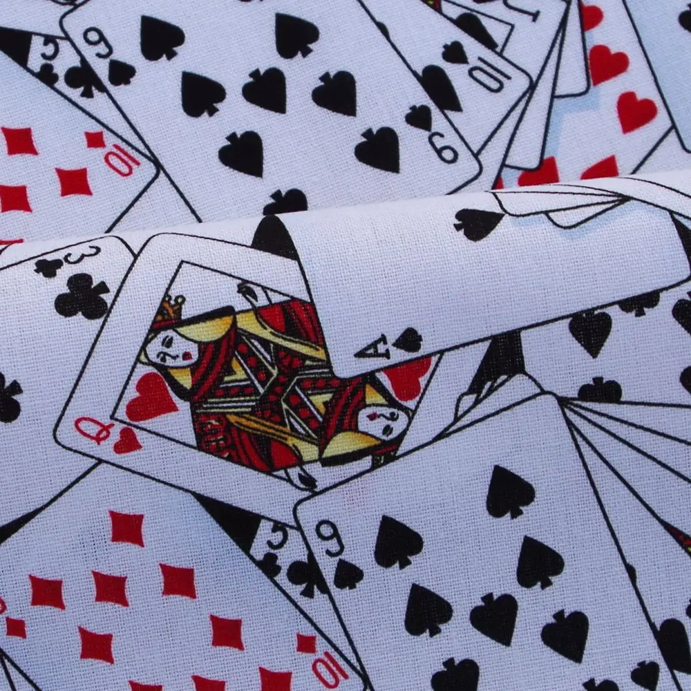 1 Yard Digital Printing Cotton Fabric For Cloth, Bag, Bedding, poker, Width=110cm