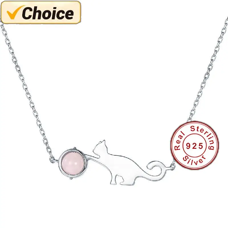 

Necklace 925 Sterling Silver Cat Cute Pendant Fashion Necklace for Women Simple Temperament Friendship Jewelry Accessories