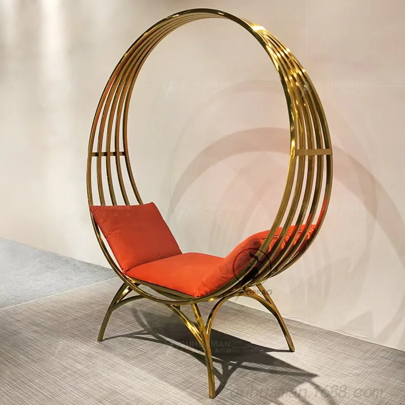 Italian stainless steel sprinkler shop household single sofa chair reclining and sleeping leisure chair swing chair