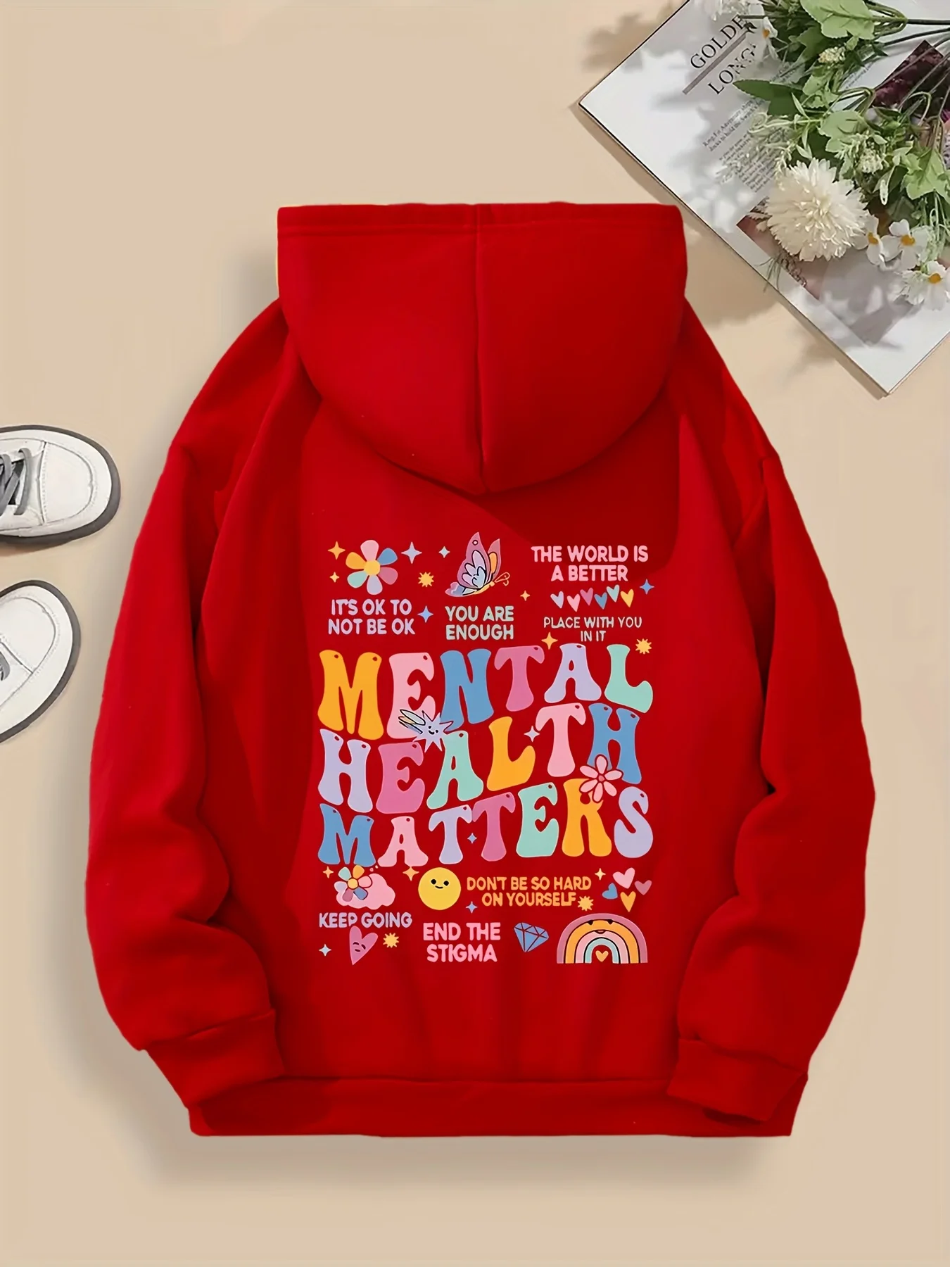 Actively support the theme printed men's hooded sweatshirt. Sporty, casual, daily, street, trendy, hip-hop hooded sweatshirt.