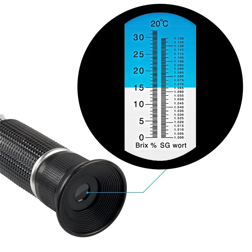 Newest Refractometer Beer Wort Wine Brix Refractometer ATC SG 1.000-1.130 & Brix 0-32%, for Refractometer Sugar Wine Beer Fruit