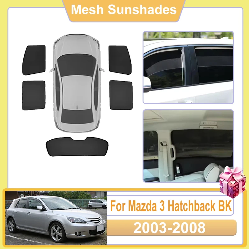 

For Mazda 3 Hatchback Accessories BK 2003-2008 Car Window Sun Shade Covers Anti UV Visors Heat Mesh Sun Baffle Net light Shield
