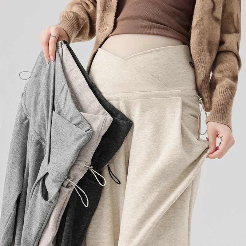 New Maternity Pants Comfortable Loose Casual Trousers Maternity Wear Wide-leg Pants Pregnant Women Spring Autumn Outer Wear