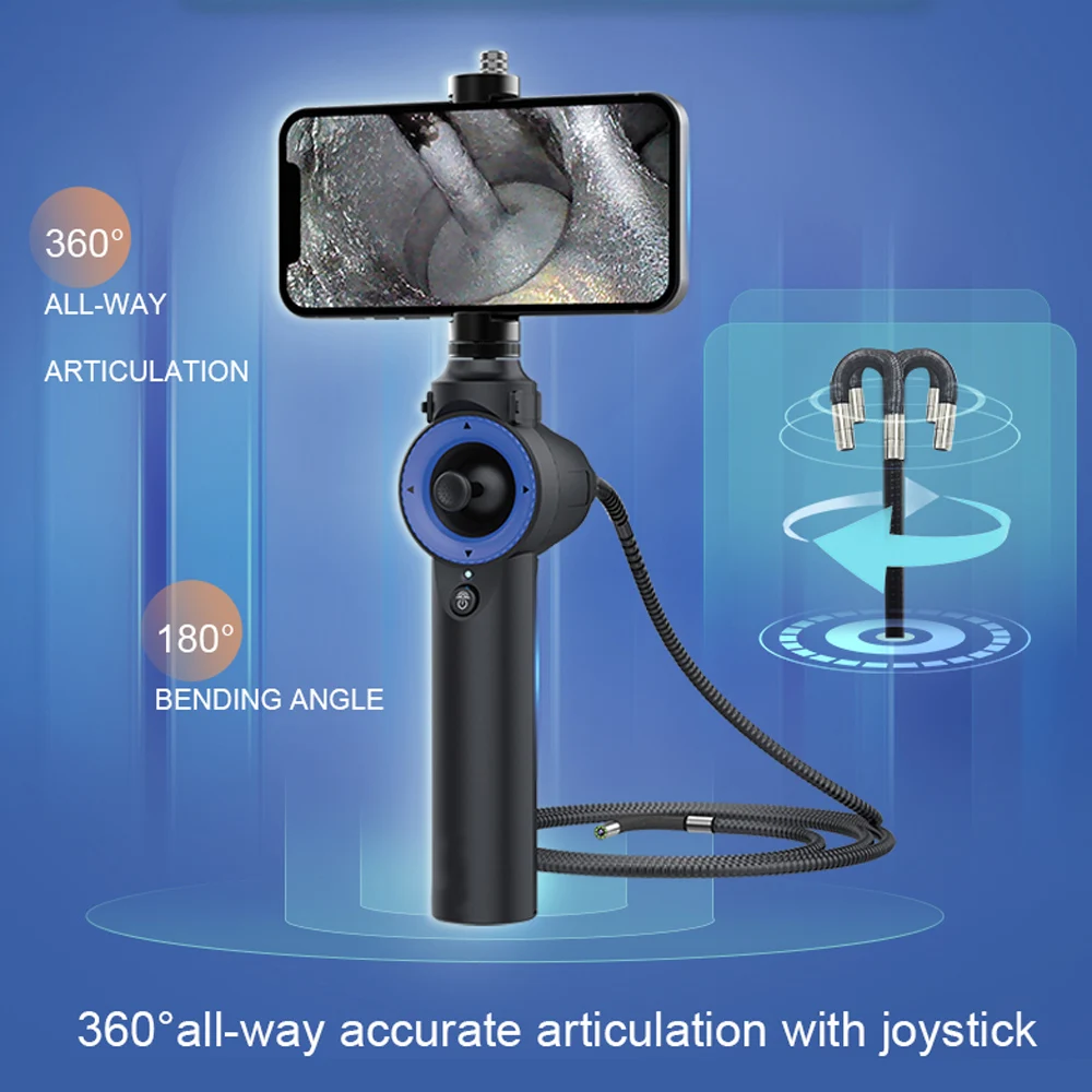 Newest 360 Degree All Ways Steering Industrial Endoscope Camera with 6mm Probe for Machinery Engineer Auto Engine Inspection