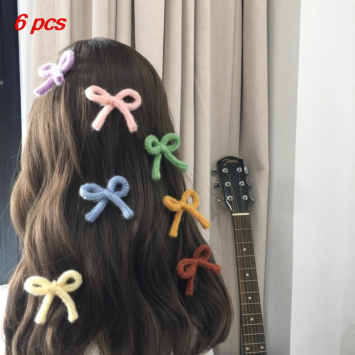 

6 Pcs Women's Hair Clips Set Dopamine Bow Sweet Cute Simple Kawaii Versatile Hair Pins Handmade High-quality Hair Accessories