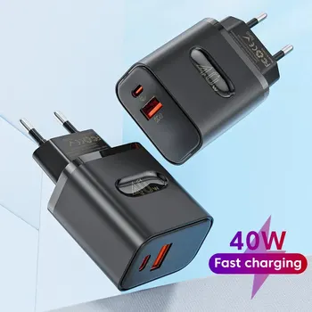 40W USB tip C şarj çift bağlantı QC4.0 PPS PD 20W hızlı hızlı şarj cep telefonu şarj adaptörü iPhone Samsung Xiaomi