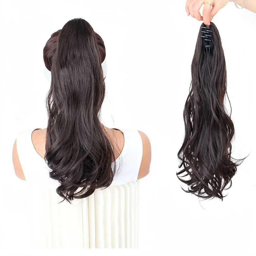 Heat Resistant Fiber Ponytail Extension Claw Clip Wavy Curly Hair Piece For Women Thick Natural Looking Hair Tool