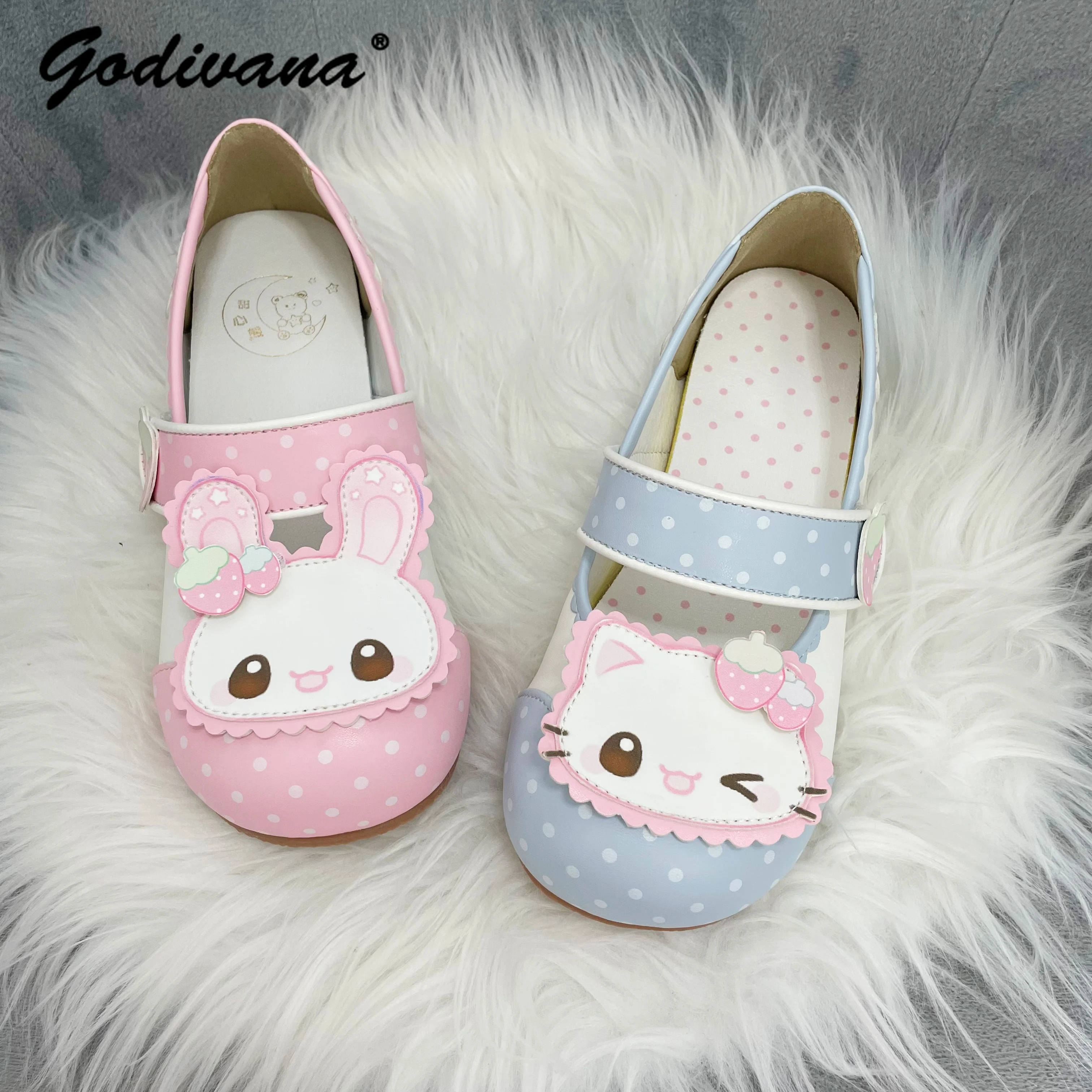 

Оригинальная домашняя обувь в стиле Лолиты, милые студенческие туфли для девочек с мультяшной липучкой и круглой головкой, туфли принцессы на мягкой подошве, кожаные туфли на плоской подошве
