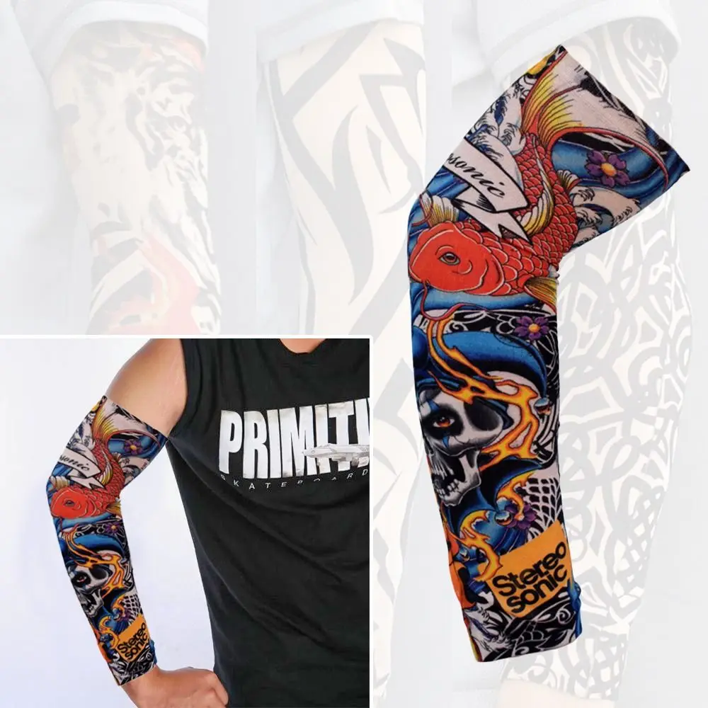 1PC Outdoor Sport Flower Arm Sleeves New Sun Protection Summer Cooling Tattoo Arm Sleeves Basketball UV Protection Arm Cover