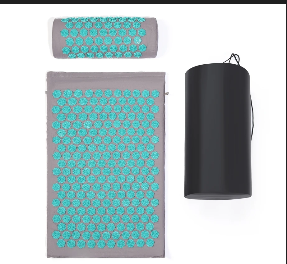 

Комплект для акупрессуры: коврик и подушка для облегчения боли в спине и шее, расслабления мышц, снятия стресса, массажный (размер M)