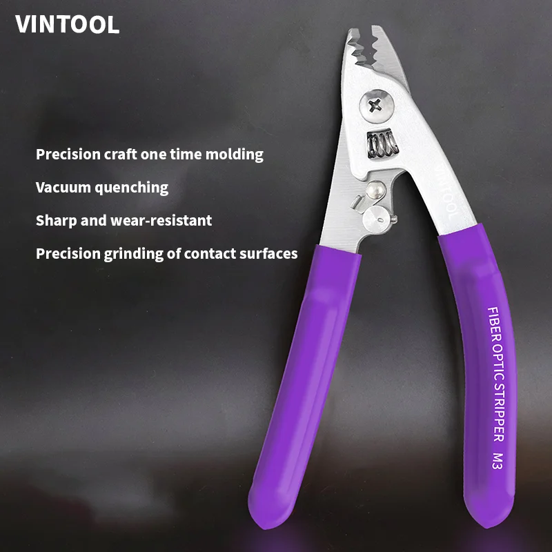 3-portowe szczypce do światłowodów VINTOOL Szczypce do ściągania izolacji z włókien Skórzany szczypce do ściągania izolacji z trzema portami Szczypce do ściągania izolacji z włókien