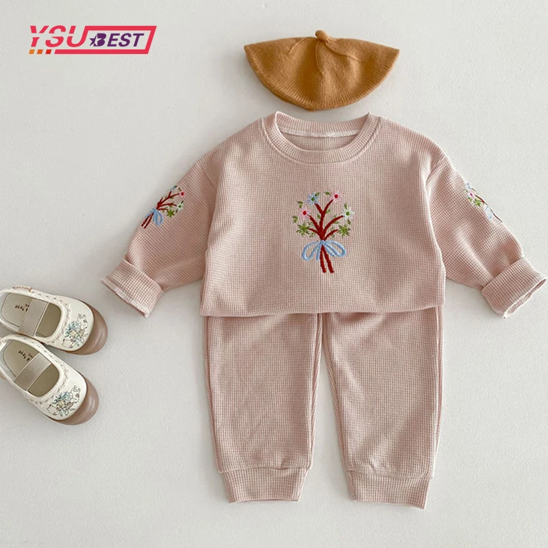 

New Kids Boys Embroider Sweatshirt & Jogger Pants Set Autumn New Baby Girls Clothes Toddler Pullover and Pants Suits 2Pcs Outfit