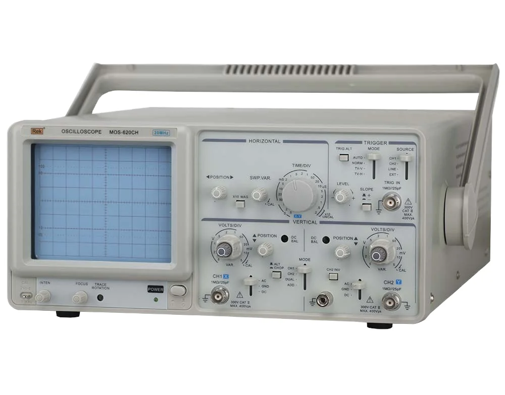 NICE-POWER MOS-620CH 20MHz 1mA/div 8 Bit 20 MSa/s Analog Oscilloscope with Dual Trace and Analog Multimeter