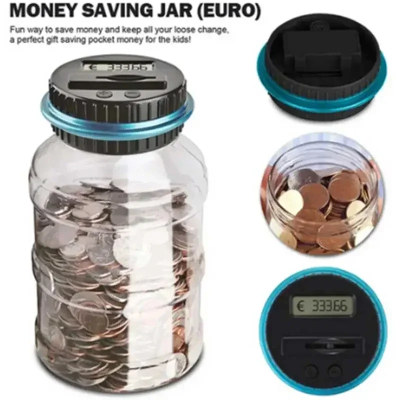 1PC Intelligent Counting Coin Bank Bucket Storage Storage Box Pound Dollar Euro Coin Counter Coin Gift LED Display