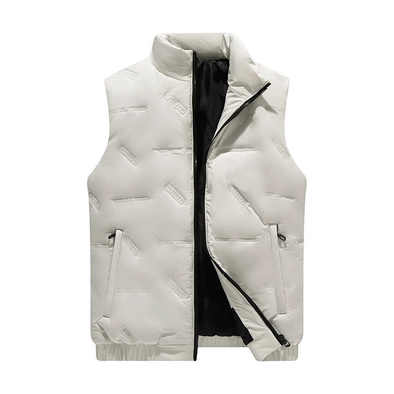 Winter Vest Men Pleated Windproof Padded Vest Solid Warm Sleeveless Jackets Homme Casual Waistcoat Thicken Parkas Plus Size