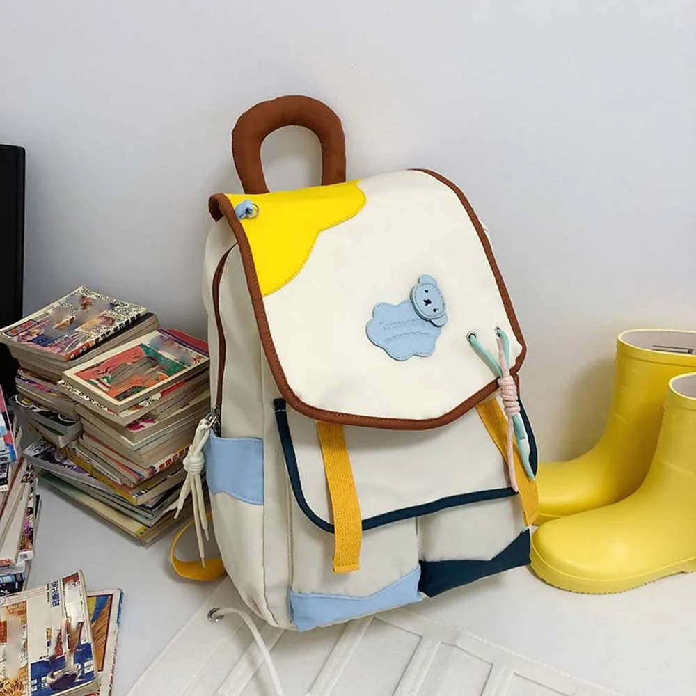 Nylon Contrast Color Backpack Candy Color Lightweight Cartoon School Bag Foldable Japanese Style Cute Koala Backpack School