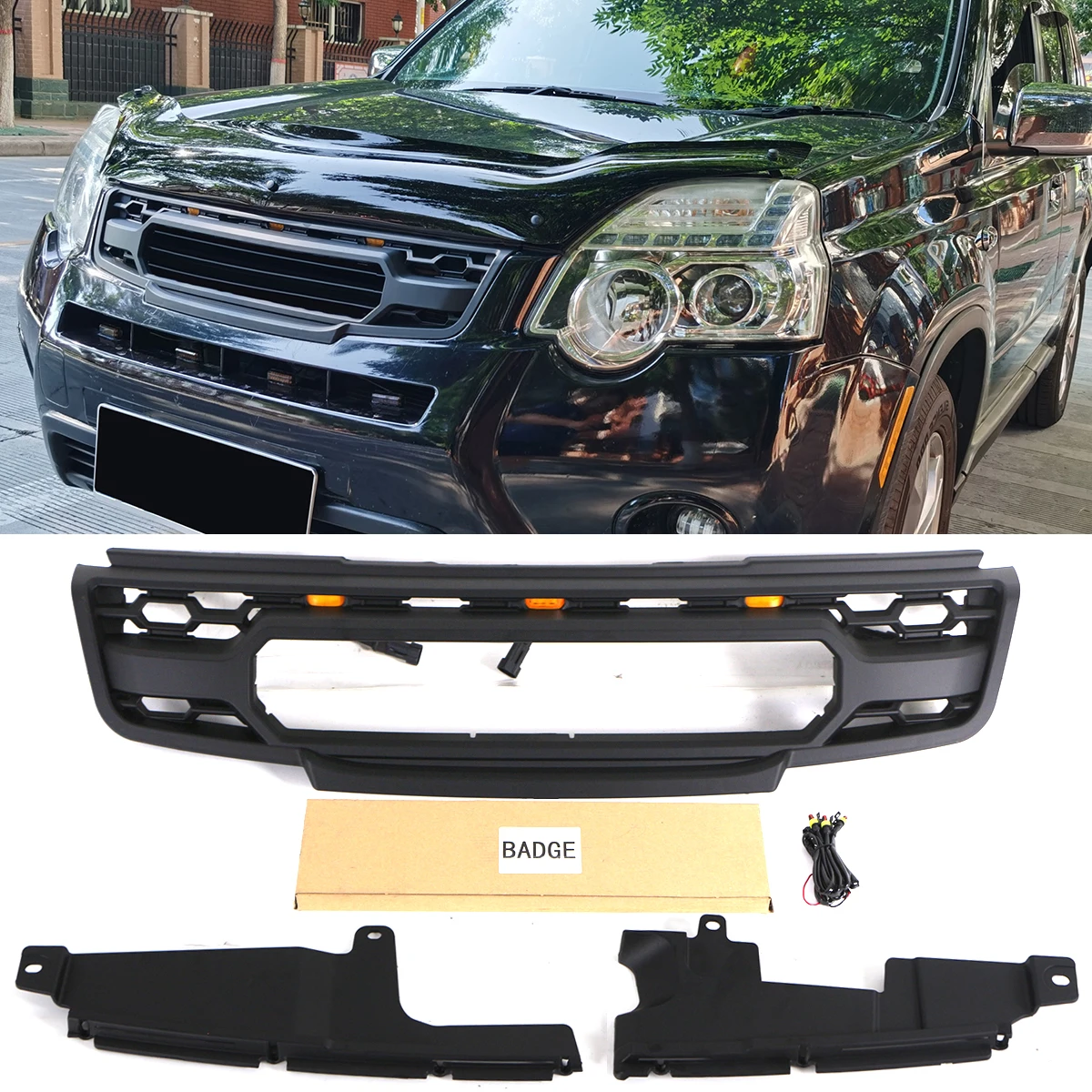 

Front Grille With/light Fits For 2009-2014 Nissan X-Trail Upper Radiator Grill