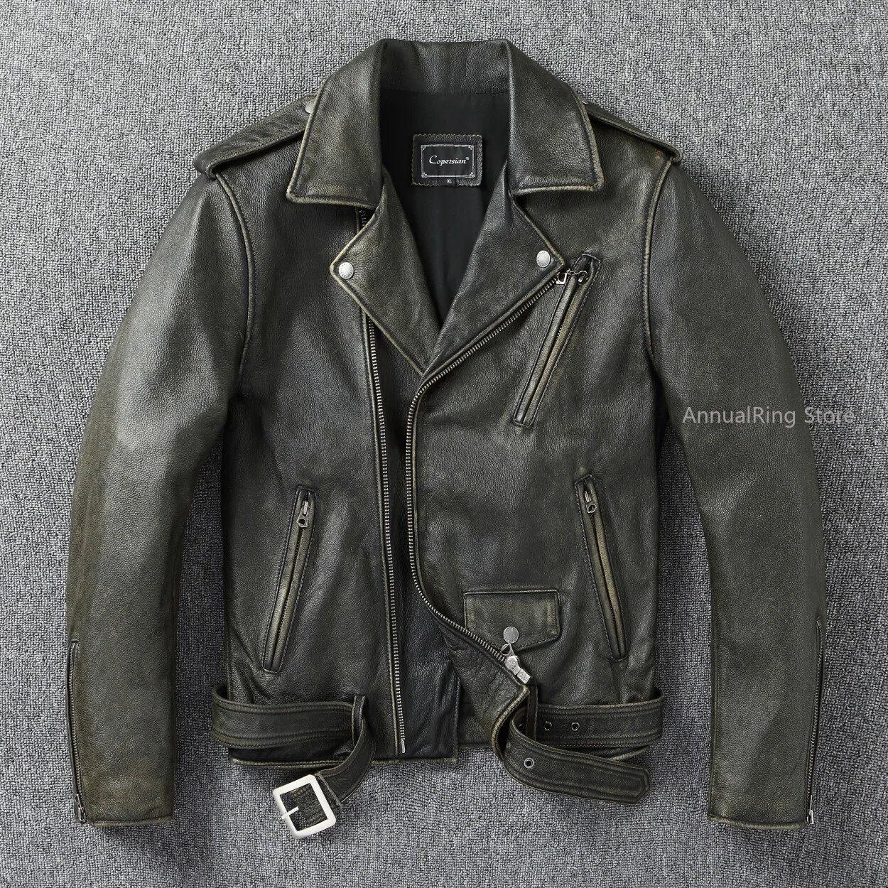 Riding Jacket Leather - Мужская куртка-косуха из натуральной коровьей кожи,