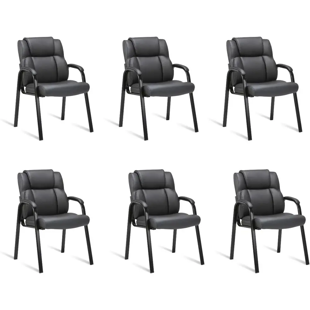 

Black Leather Executive Chair with Padded Armrests, Ideal for Conference Rooms, Waiting Areas, and Home Offices, 6-Pack