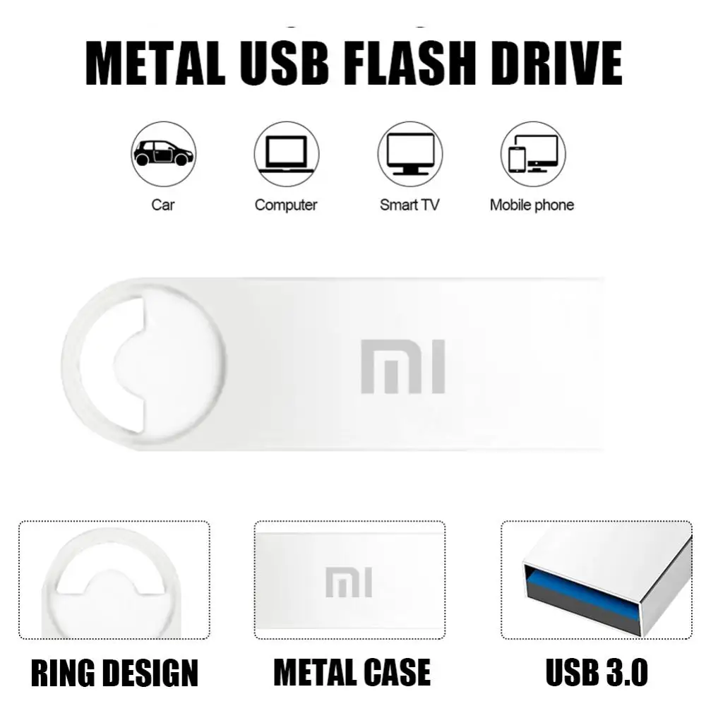 샤오미 USB 플래시 드라이브 3.0, 고속 전송 금속 펜드라이브, 휴대용 USB 메모리 저장 장치, U 디스크 방수 어댑터, 1TB, 2TB