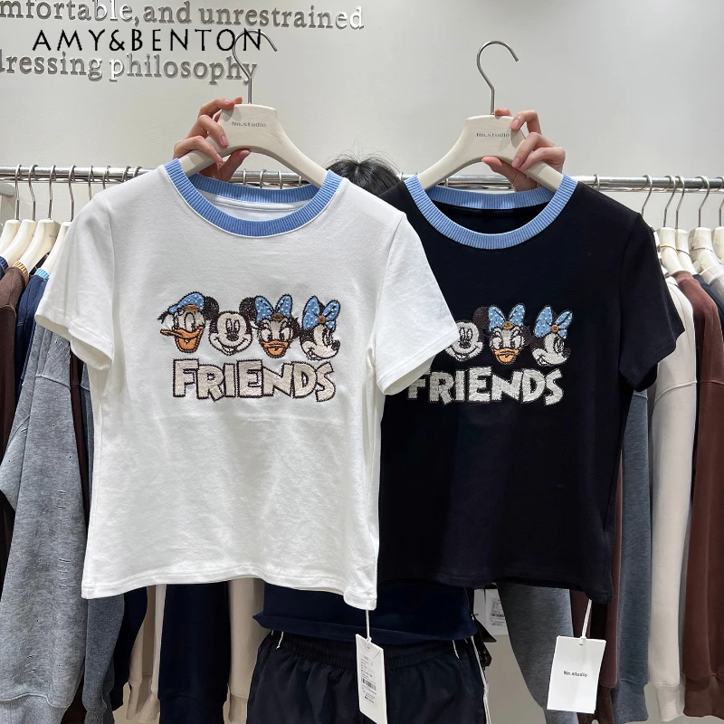 

Короткая футболка с начесом Y2k, осень-зима 2021, плотная облегающая футболка с рисунком, милая, милая, с обычными плечами, с короткими рукавами, женские футболки